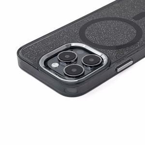 Blizgus dėklas MagSafe iPhone 16 Plus - juodas su blizgučiais