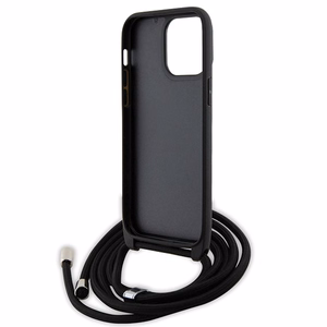 Karl Lagerfeld KLHCP14XSAKCPSK dėklas iPhone 14 Pro Max 6.7" kietas dėklas - juodas kryžminis Saffiano metalinis smeigtukas Karl&Choupette
