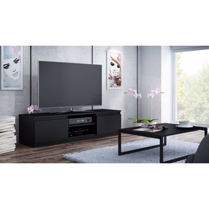 Topeshop RTV140 CZARNY TV stovas / baldas garso ir vaizdo aparatūrai 2 spintos