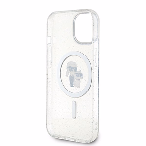 Dėklas telefonui Karl Lagerfeld Karl&Choupette Glitter Magnetinis MagSafe iPhone 15 Plus - permatomas (m)