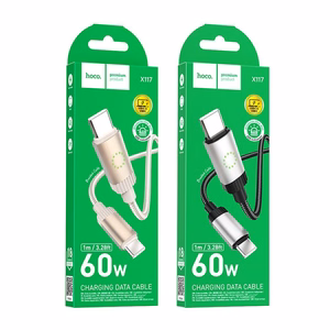 Кабель USB C to USB C Hoco 3A 60W 1 m X117 черный