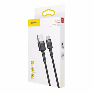 Baseus Cafule USB-C kabelis 2A, 2 m, pilka/juoda (CATKLF-CG1)