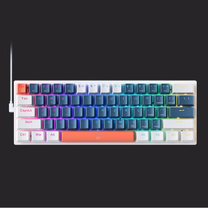 Machenike K500-B61 Laidinė mechaninė žaidimų klaviatūra su apšvietimu Blue Switch - mėlynas ir baltas