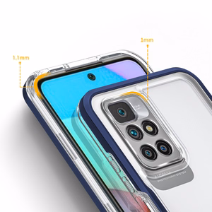 Skaidrus 3in1 dėklas Xiaomi Redmi 10 rėmelio gelinis dangtelis mėlynas
