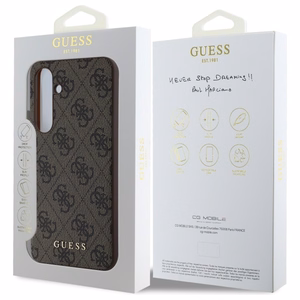 Guess GUHCS24FEG4GFBR S24 FE S721 rudas/rudas kietas dėklas 4G Metalinis Auksinis Logotipas
