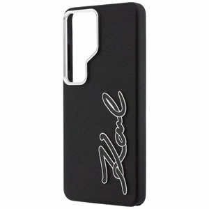 Karl Lagerfeld Grained Signature Metal Resin Logo Чехол для Samsung Galaxy S26 Ultra - чёрный