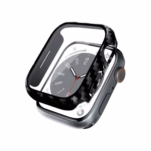 Защитный чехол Crong Hybrid Watch Case со встроенным стеклом для Apple Watch 44 мм, с рисунком под карбон