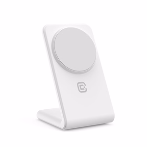 Беспроводное зарядное устройство 2 в 1 Crong MagSpot Stand для iPhone и AirPods, совместимое с MagSafe, белое