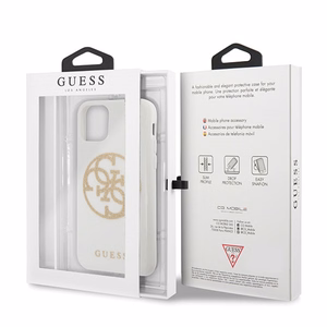 Чехол Guess GUHCN65TPUWHGLG Glitter 4G Circle Logo для iPhone 11 Pro Max, белый