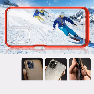Skaidrus 3in1 dėklas Xiaomi Redmi 10 rėmelio gelinis dangtelis raudonas