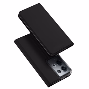 Dux Ducis Skin Pro dėklas telefonui Oppo Reno 8 Pro su atverčiamu dangteliu, kortelių pinigine ir stovu, juodas