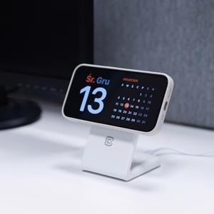 Беспроводное зарядное устройство 2 в 1 Crong MagSpot Stand для iPhone и AirPods, совместимое с MagSafe, белое