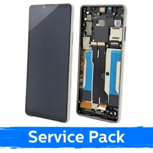 LCD ekranas skirtas Sony Xperia 10 III baltas su rėmeliu (Service Pack)