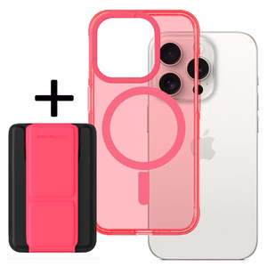 Amazing Thing Titan Pro Neon Mag piniginės dėklas 10FT IP156.7PTWPN Iphone 15 Pro Max rožinė su stovu