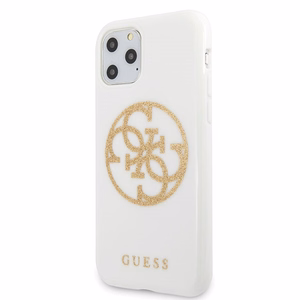 Чехол Guess GUHCN65TPUWHGLG Glitter 4G Circle Logo для iPhone 11 Pro Max, белый