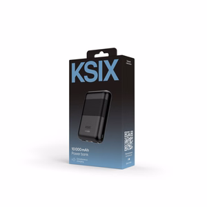 Ksix Powebank Mini 10000mAh 10W+cable USB-A USB-C, juodos spalvos