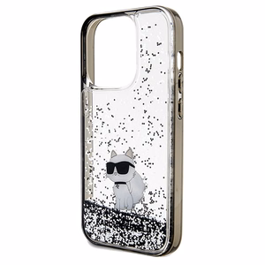 Karl Lagerfeld Liquid Glitter Choupette dėklas telefonui iPhone 14 Pro Max - permatomas
