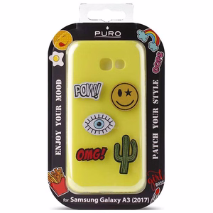 Чехол PURO Patch Mania для Samsung Galaxy A3 (2017) с 5 декоративными нашивками, жёлтый