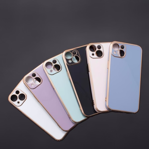 Lighting Color dėklas telefonui Samsung Galaxy A12 5G auksinis rėmelis gelinė apsauga balta