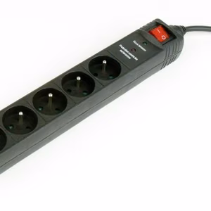 Gembird surge protector – viršįtampių apsaugą turintis ilgintuvas su 5 prancūziško tipo lizdais, 3 m, juodas (5 French sockets)