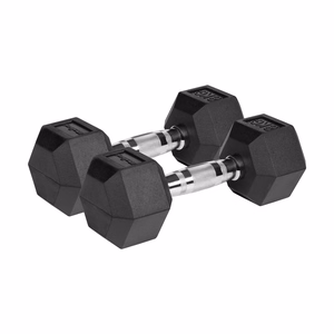 REBEL ACTIVE Rubber-coated cast iron dumbbells 2x8 kg