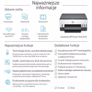 HP Smart Tank 670 daugiafunkcinis terminis rašalinis spausdintuvas A4 4800 x 1200 DPI 12 ppm Wi-Fi