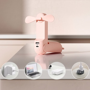 Jisulife Handheld Fan Life8 Plus Portable USB Fan with Power Bank Function 4500mAh and Flashlight - Pink