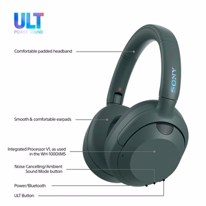 Sony ULT WEAR – belaidės Bluetooth ausinės su ULT POWER SOUND, giliais bosais, triukšmo slopinimu, iki 30 val. baterija