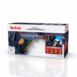 Tefal FV8066E0 – 3000 W garinis lygintuvas, 270 ml, 50 g/min., 280 g garų smūgis, juodas / mėlynas