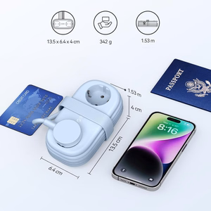 Orico AP3 20W GaN 5in1 удлинитель 2x AC + 2x USB-A + 1x USB-C - синий