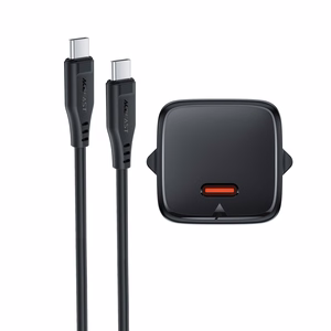 Įkroviklis Acefast A118 30W GaN USB-C + USB-C į USB-C laidas 1.2m juodas
