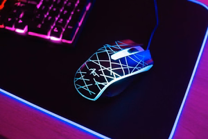 ART komplektas laidinė klaviatūra USB A QWERTY su šviesa + laidinė pelė USB A su šviesa AK-50 juoda