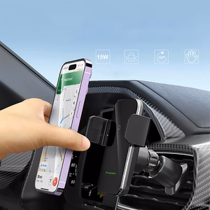 Belaidis automobilinis įkroviklis+laikiklis Wozinsky (WEDZ-3Y8S) (QI 15W) ventiliacijos grotelėms juodas