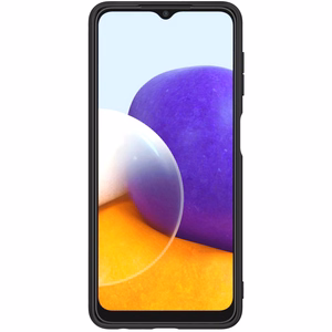 Nillkin Textured Case patvarus sustiprintas dėklas su geliniu rėmu ir nailono nugarėle Samsung Galaxy A22 4G juodas