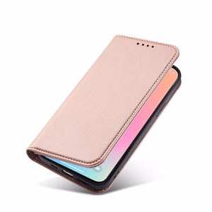 Magnetinė kortelės dėklas telefonui iPhone 14 Pro atverčiamas dėklas piniginė su stovu rožinė