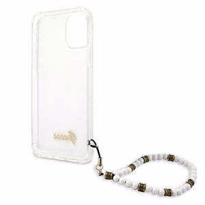 Guess GUHCP12LKPSWH iPhone 12 Pro Max 6,7 skaidrus kietas dėklas balta perlų kolekcija