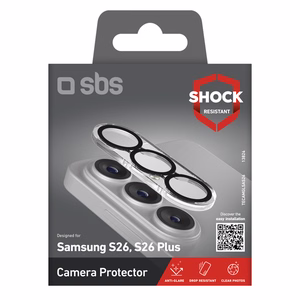 SBS apsauginis stikliukas galinei kamerai skirta Samsung Galaxy S26 ir S26 Plus su juodu rėmeliu