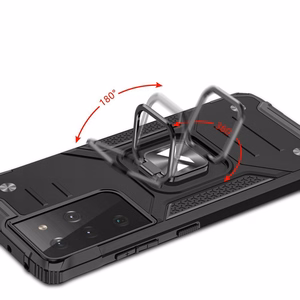 Wozinsky Ring Armor tvirtas hibridinis dėklas + magnetinis laikiklis skirtas Samsung Galaxy S22 Ultra – mėlynas