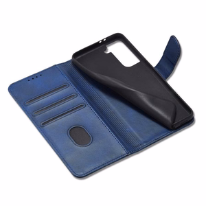Elegantiškas magnetinis dėklas Flip Cover Samsung Galaxy S22+ (S22 Plus) mėlynas