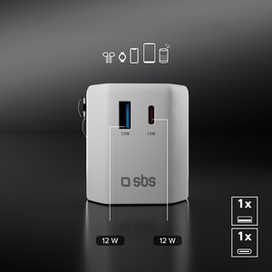 Универсальный дорожный адаптер SBS TEADAPTUSBTCUNI USB-C USB-A - белый