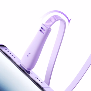 Joyroom Colorful Series S-A40 ištraukiamas 3-in-1 kabelis USB-A - USB-C / Lightning / Micro USB 1m - violetinis