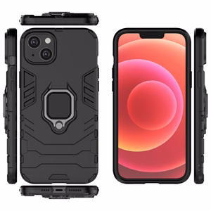 Ring Armor dėklas telefonui iPhone 14 Pro šarvuotas dangtelis su magnetiniu laikikliu ir žiedu juodas