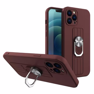 Ring Case silikoninis dėklas telefonui su piršto laikikliu ir stovu Samsung Galaxy A32 5G rudas