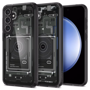 Spigen Ultra Hybrid dėklas telefonui Samsung Galaxy S23 FE - tamsiai pilka (Zero One raštas)