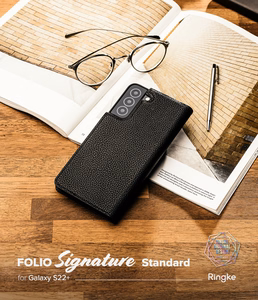 Ringke Folio Signature Flip кожаный чехол для Samsung Galaxy S22+ (S22 Plus) Чёрный
