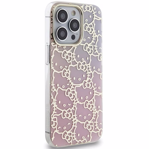 Hello Kitty IML gradiento elektropinio tankiai išdėstytų kačių galvų dėklas telefonui iPhone 14 Pro - rožinis