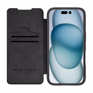 Nillkin Qin Prop odinis dėklas iPhone 16 (juodas)