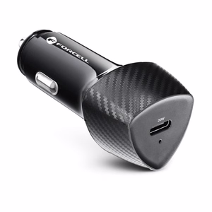 FORCELL F-ENERGY Carbon CC50-1C automobilinis įkroviklis Type C + kabelis Type C į Lightning PD 3A 20W juodas