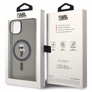 Dėklas telefonui Karl Lagerfeld IML Ikonik Magnetinis MagSafe iPhone 15 Plus - juodas (m)