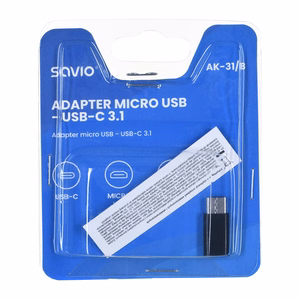 Адаптер Savio AK-31/B Micro USB - USB 3.1 Type-C, чёрный